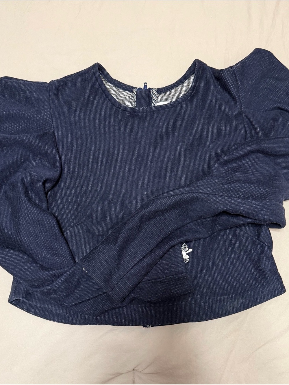 Women’s Long-Sleeve Navy Ribbed Knit Top